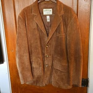Like New Orvis Walnut Unisex 100% Leather/Suede Field Jacket
